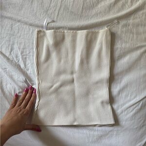 Babaton Cream Ribbed Tube Top
